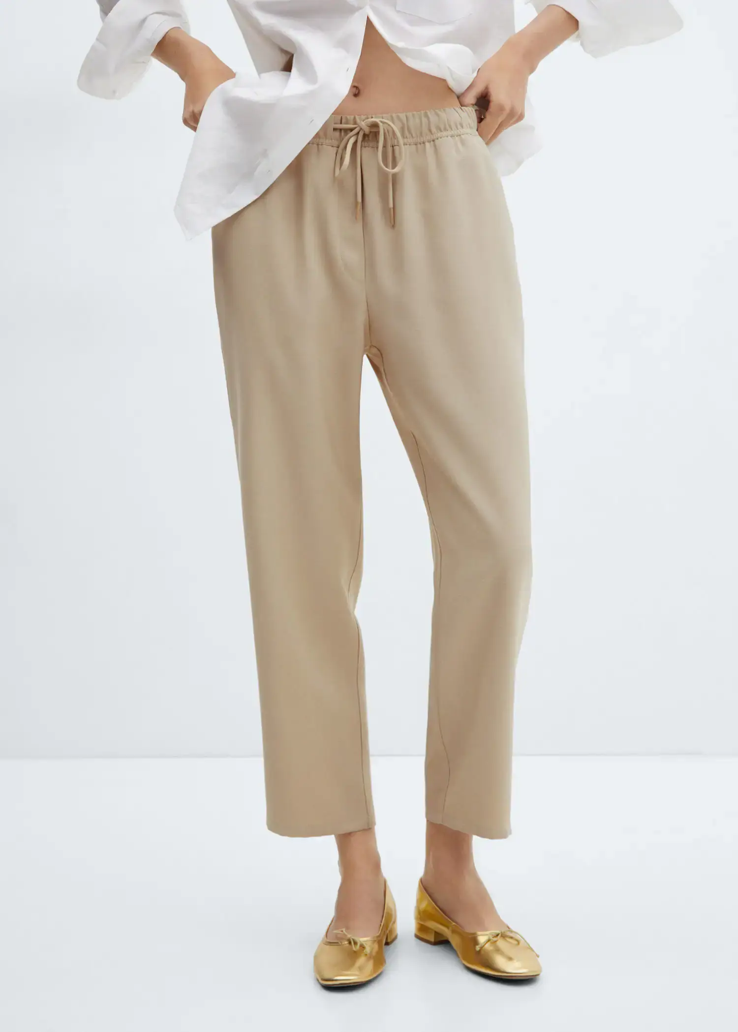 Mango Flowy straight-fit trousers with bow. 2