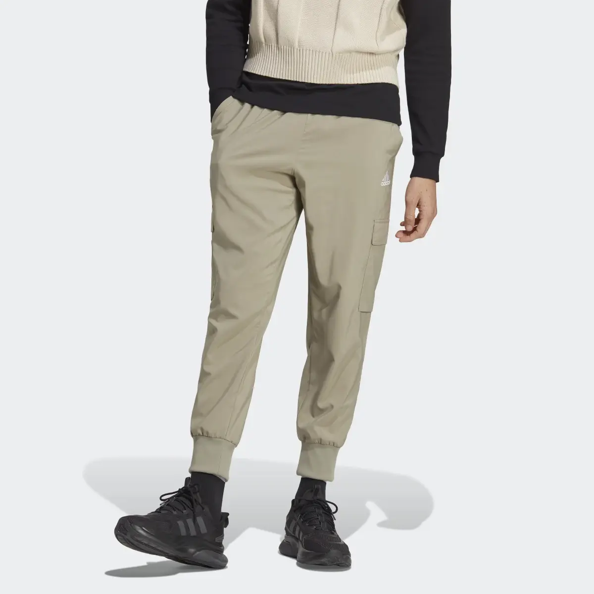 Adidas Essentials Small Logo Woven Cargo Ankle-Length Pants. 1