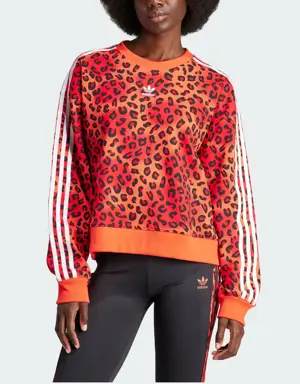 Sudadera cuello redondo adidas Originals Leopard Luxe Trefoil