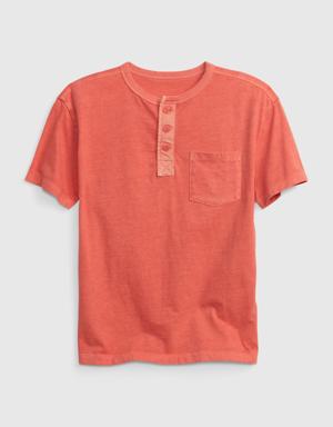 Kids Pocket Henley T-Shirt orange