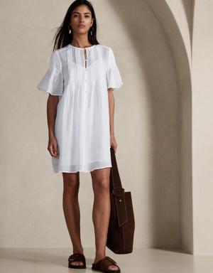 Banana Republic Ramie Pintuck Dress white