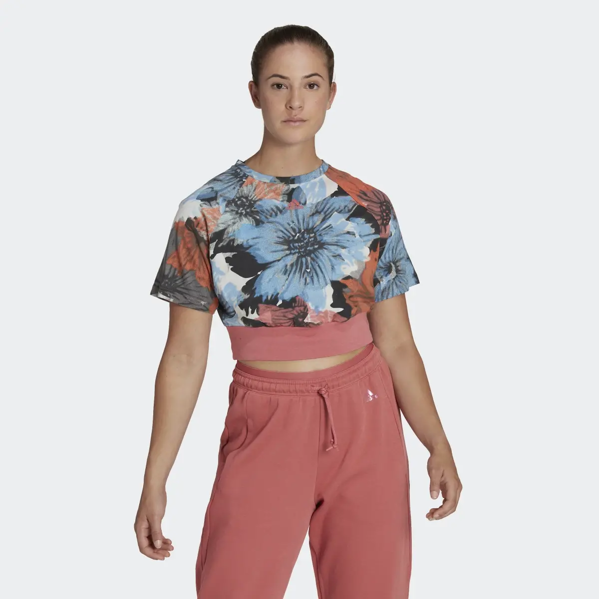 Adidas Allover Print Cropped Tee. 2