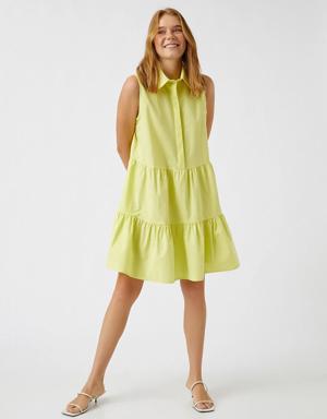 Pamuklu Fırfırlı Poplin Mini Elbise