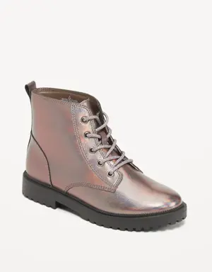 Faux-Leather Lace-Up Combat Boots for Girls multi