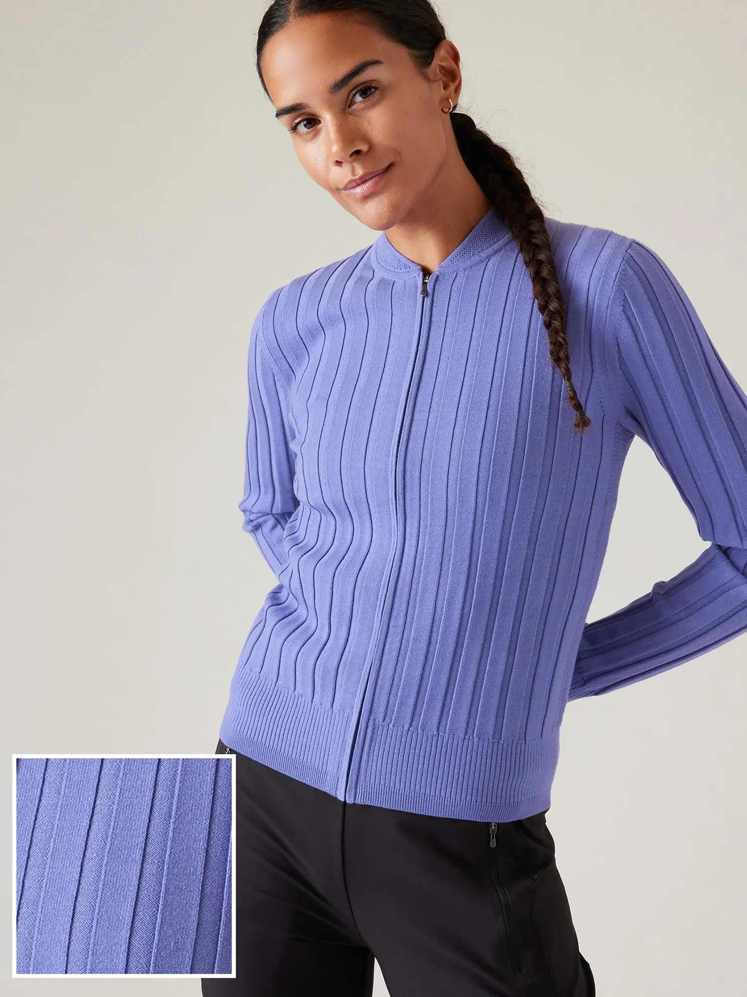 Fitted Striped Sleeveless Rib-Knit Midi Sweater Dress