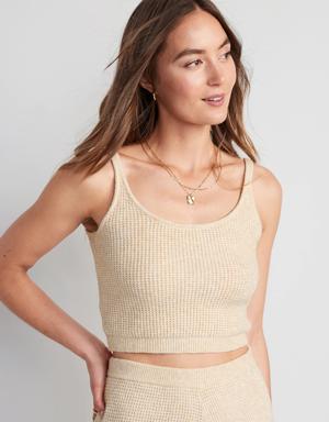 Cropped Waffle-Knit Lounge Cami Tank Top for Women beige