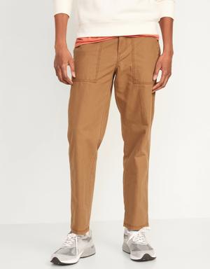 Loose Taper Non-Stretch Canvas Workwear Pants for Men brown