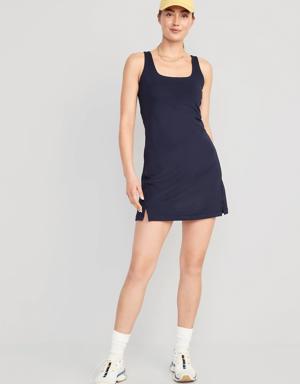 Old Navy PowerSoft Sleeveless Shelf-Bra Support Dress for Women blue