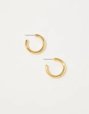 American Eagle Demi Fine Chunky Medium Hoop Earrings. 1