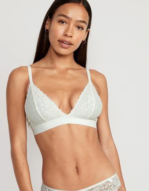 Old Navy V-Neck Lace Triangle Bralette Top for Women white