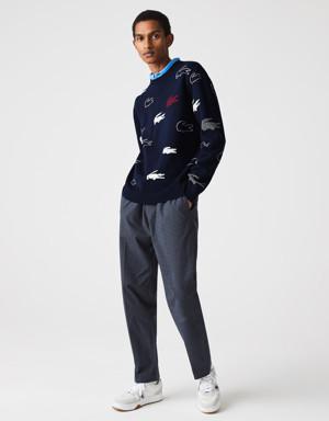 Men's Made In France Crew Neck Organic Cotton Jacquard Sweater