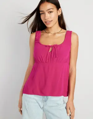 Sleeveless Tie-Front Crepe Top for Women pink