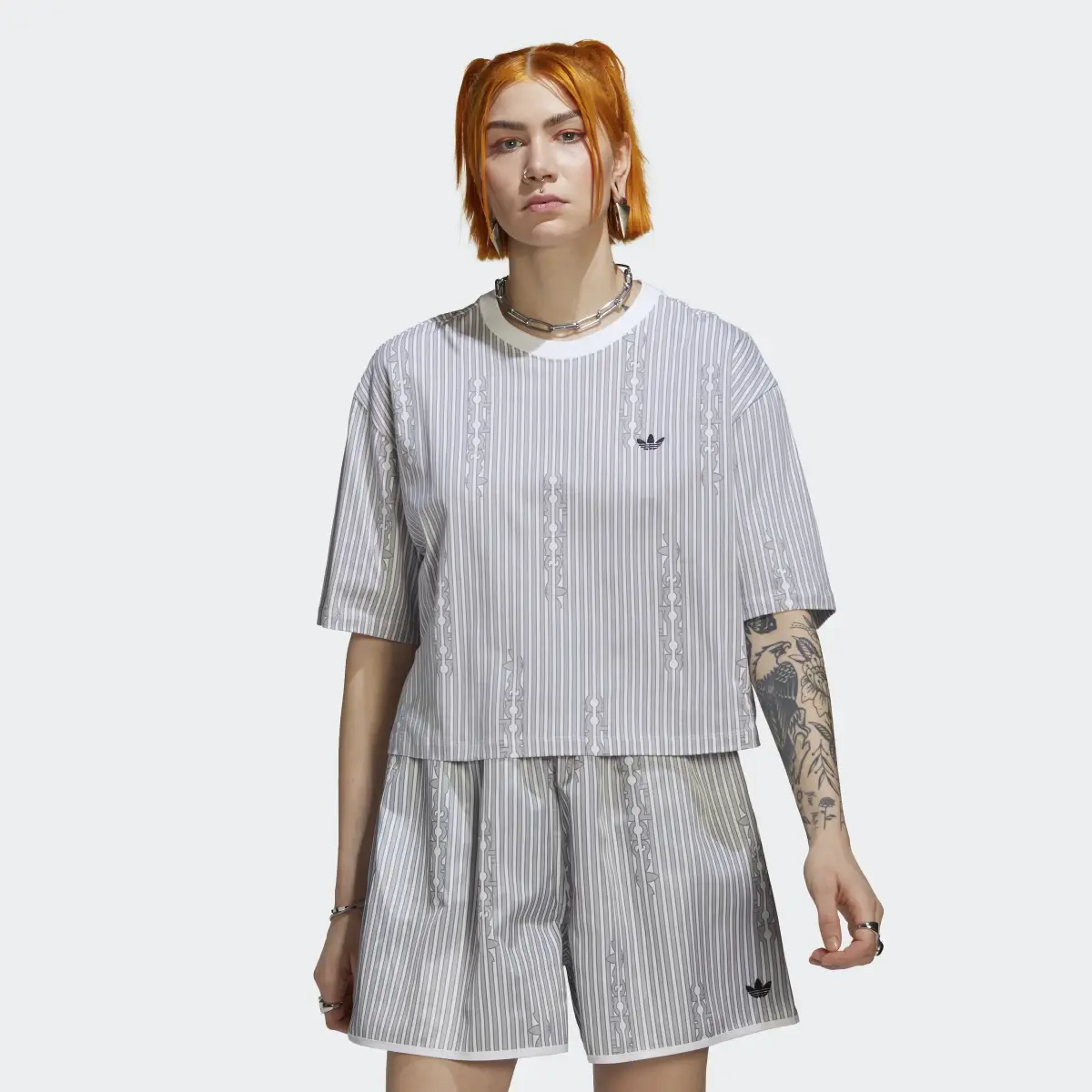 Adidas Cropped Allover Print T-Shirt. 2