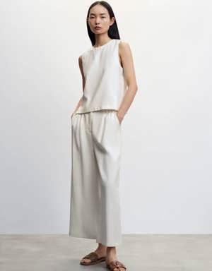 Pleated culottes pants