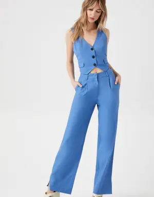 Forever 21 Cropped Vest &amp; Pants Set Light Blue