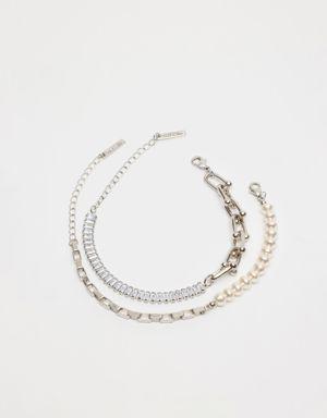 Layered Pearls & Baguette Bracelet