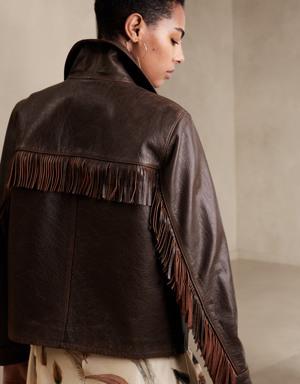 Saguaro Fringe Leather Jacket brown