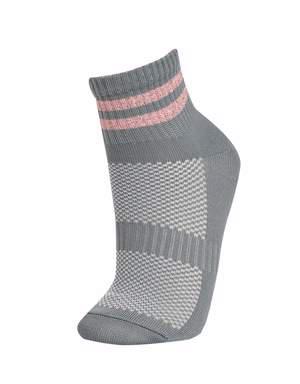 Desenli 3'lü Soket Tenis Çorap