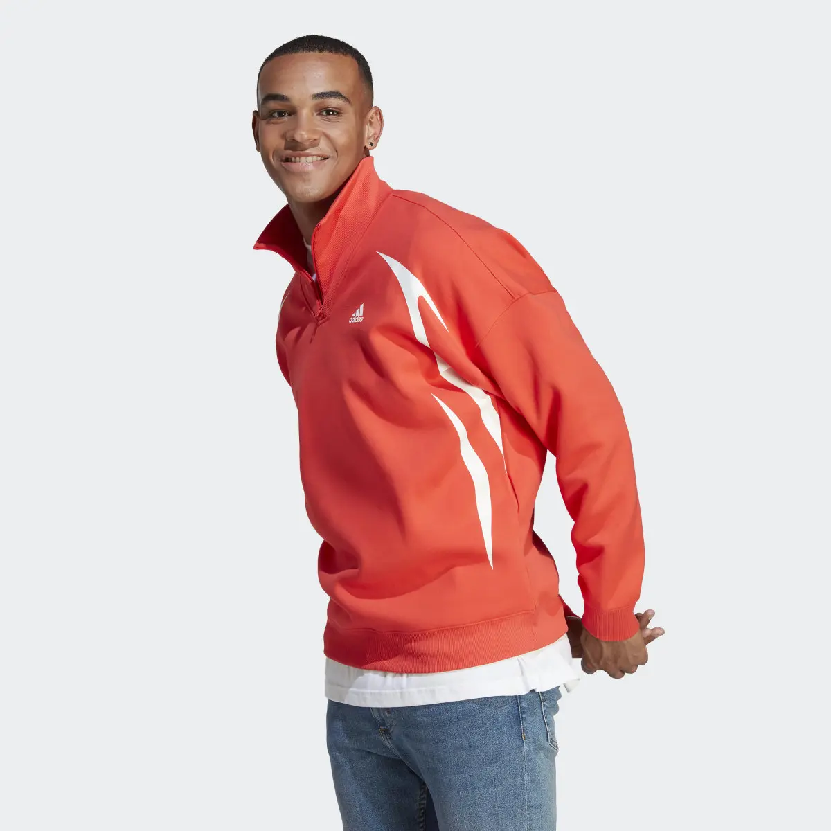Adidas Colorblock Quarter Zip Sweatshirt. 2