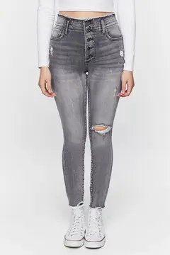 Forever 21 Forever 21 Distressed High Rise Skinny Jeans Denim Washed. 2