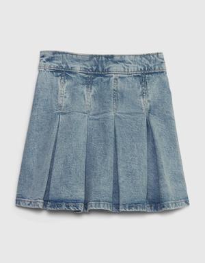 Kids Pleated Denim Skirt blue