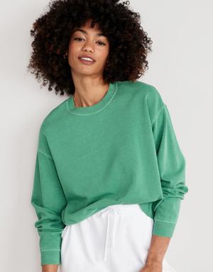 Cropped Vintage French-Terry Sweatshirt for Women green