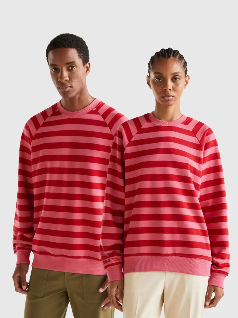 Benetton pink and red striped sweatshirt. 1