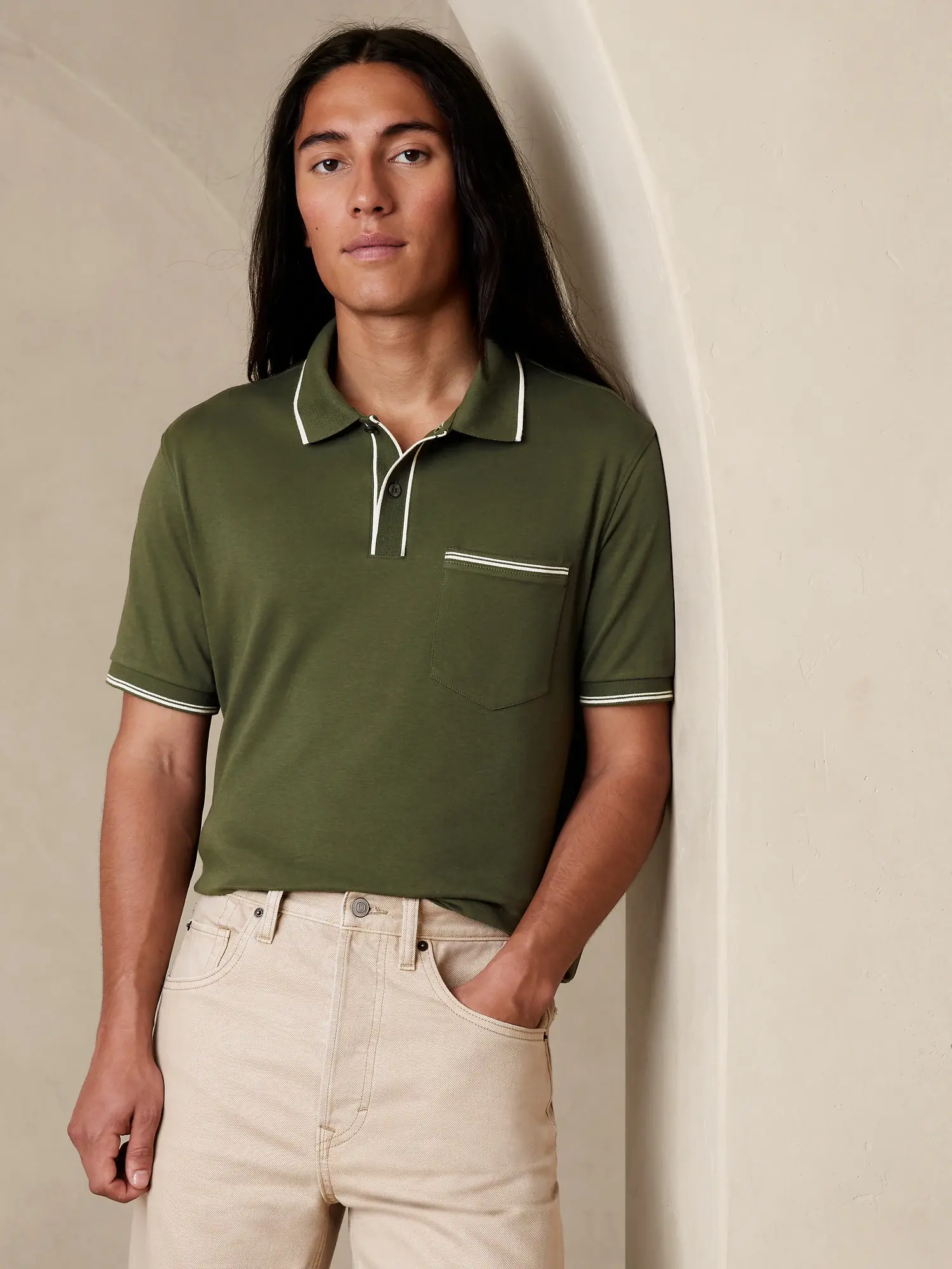 Banana Republic Luxury-Touch Polo green. 1