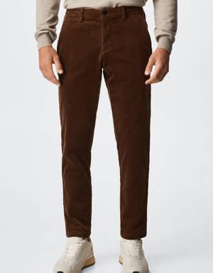 Mango Tapered cropped corduroy trousers