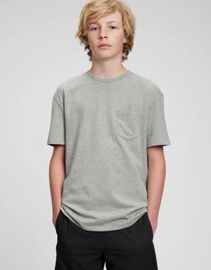 Gap Teen 100% Organic Cotton Pocket T-Shirt gray