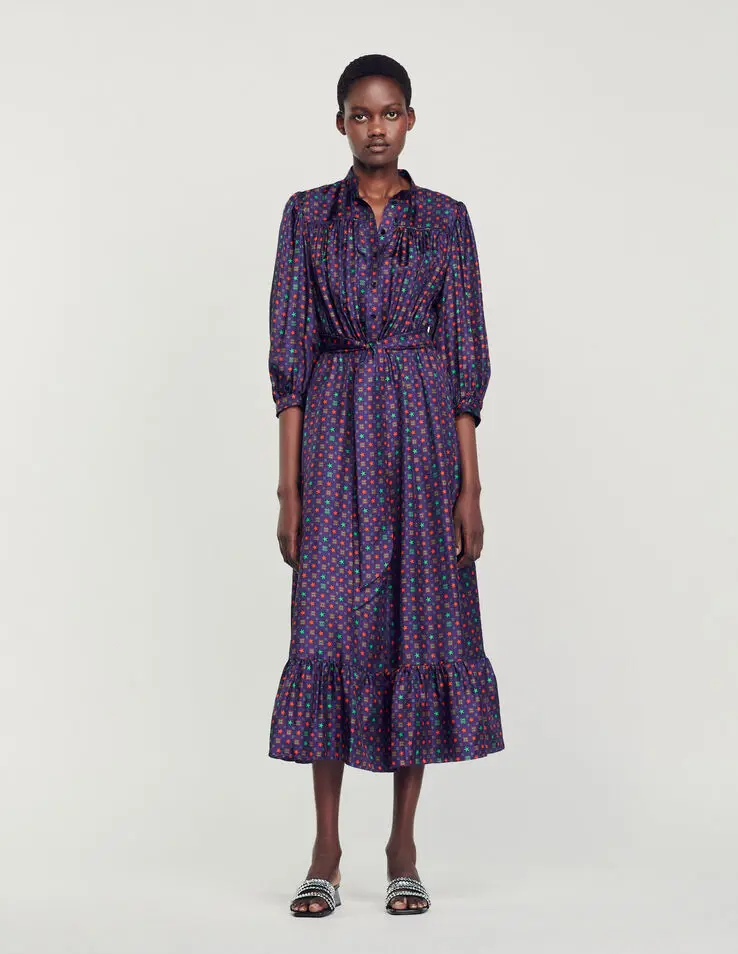 Sandro Printed midi dress. 1