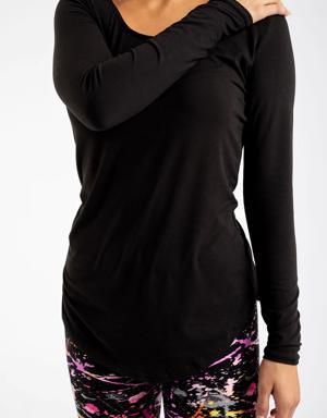 Black - Long Sleeve Tunic Top - XS