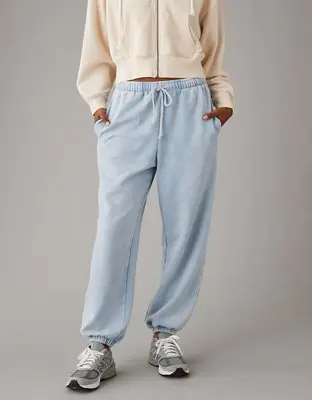 American Eagle High-Waisted Baggiest Fleece Jogger. 1