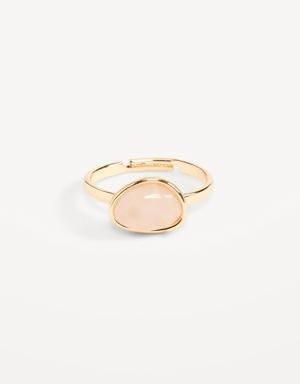Gold-Plated Genuine Rose Quartz Cocktail Ring for Women gold