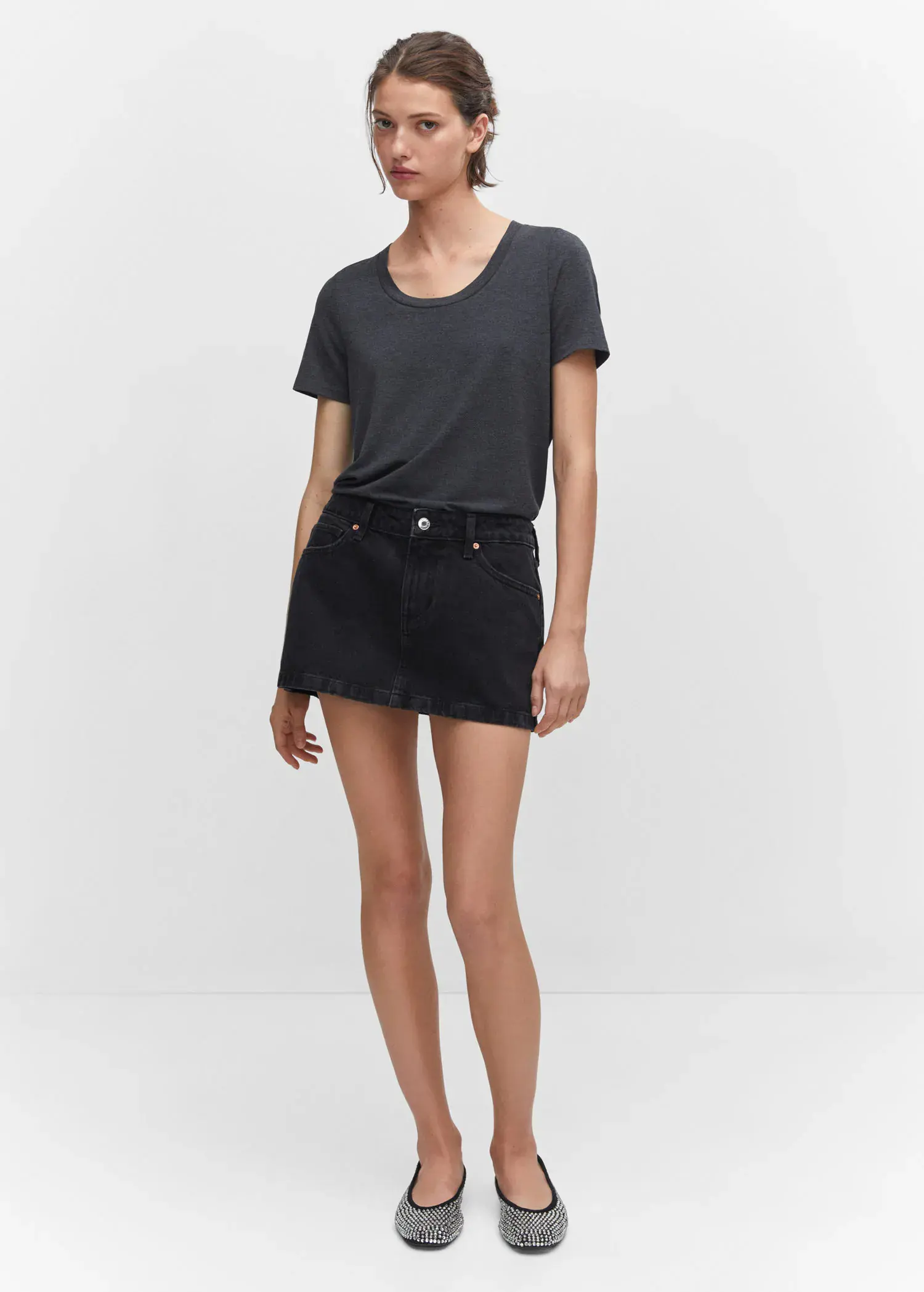 Low Rise Denim Mini Skirt