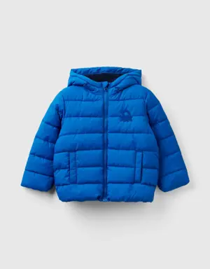 puffer jacket with hood and logo