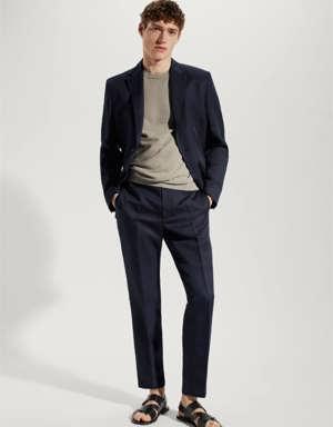 Mango Slim-fit lyocell linen trousers