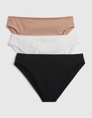 Organic Stretch Cotton Mid Rise Bikini (3-Pack) multi