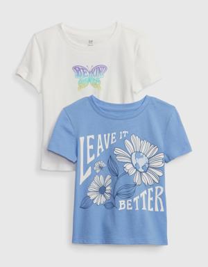 Kids 100% Organic Cotton Graphic T-Shirt (2-Pack) blue