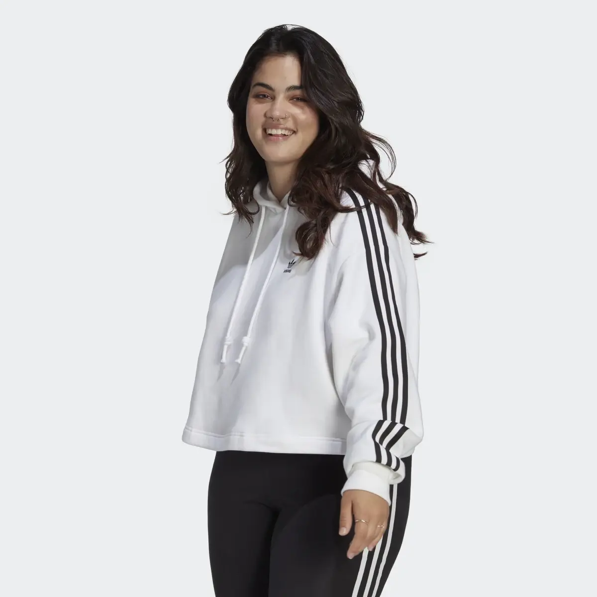 Adidas Adicolor Classics Crop Hoodie (Plus Size). 2