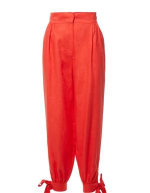 Red Trousers with Detailed Ankle Binding