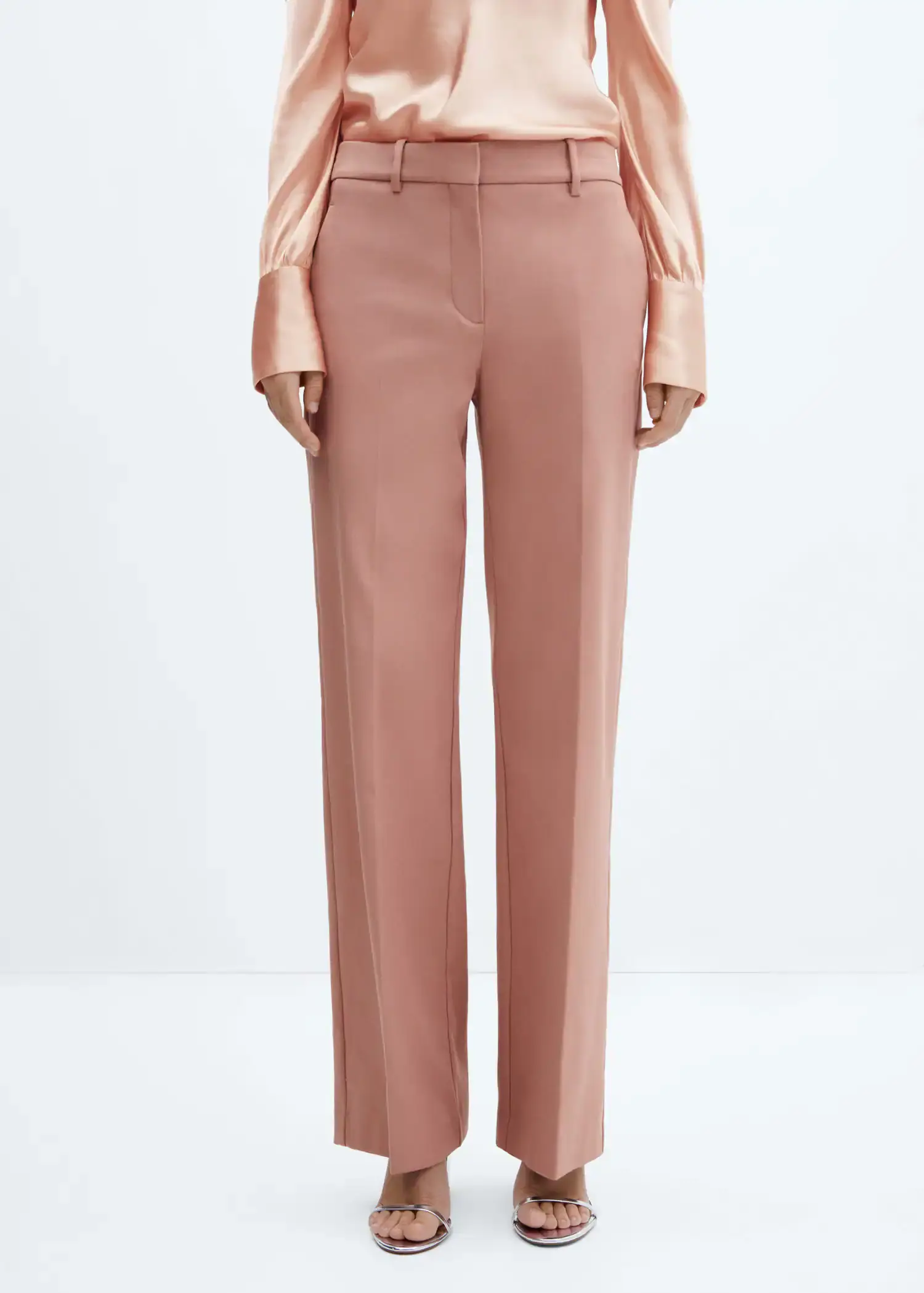 Mango High-waist straight pants. 2