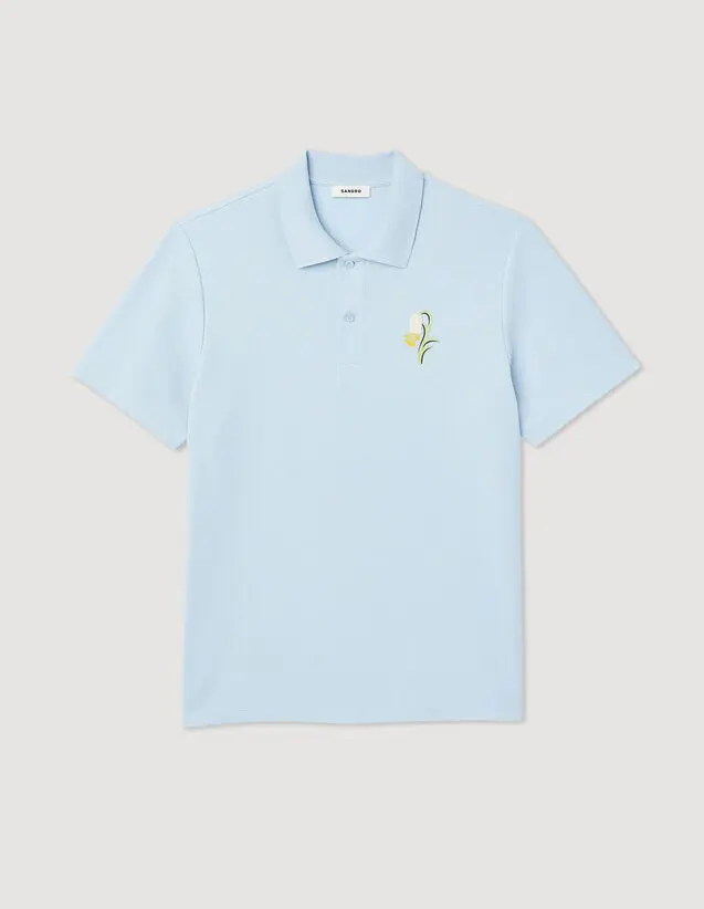 Sandro Cotton piqué polo shirt with embroidery. 2