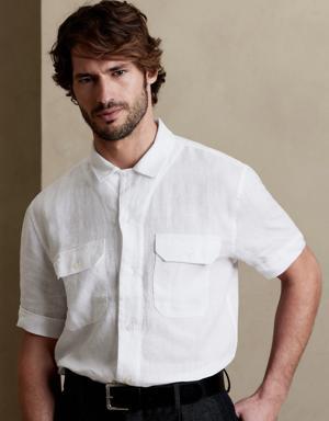 Expedition Untucked Linen Shirt white