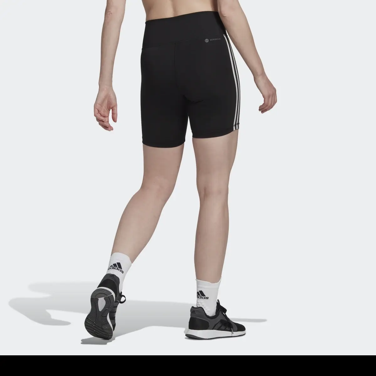 Adidas Training Essentials 3-Stripes High-Waisted Short Leggings. 3