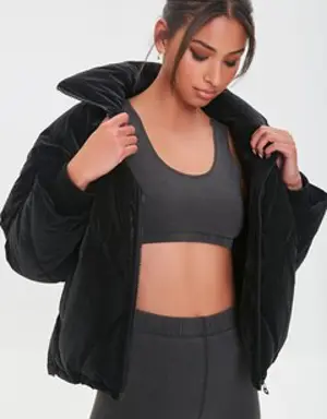 Forever 21 Zip Up Puffer Jacket Black