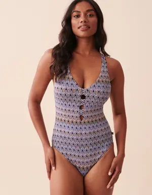 TEXTURED Cross Bands One-piece Swimsuit