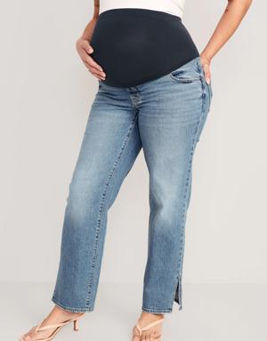 Maternity Full Panel OG Loose Side-Split Jeans blue