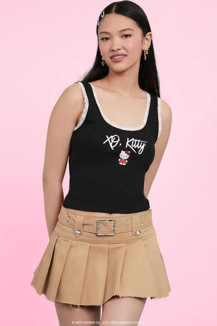 Forever 21 Forever 21 XO Kitty Hello Kitty Mini Skirt Khaki/Multi. 1
