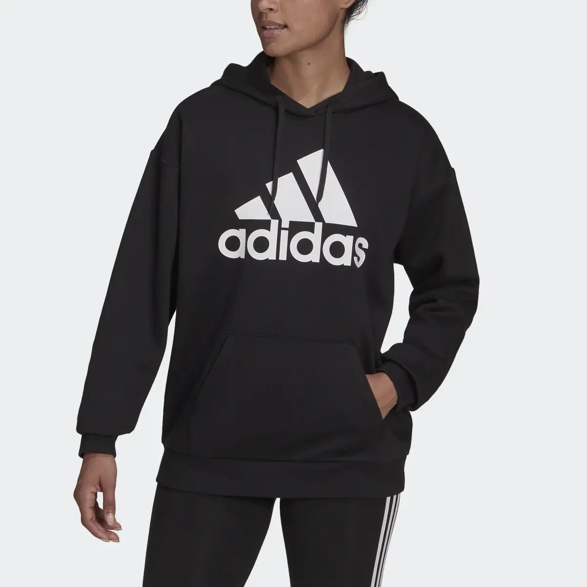 Adidas Essentials Logo Boyfriend Fleece Hoodie. 1